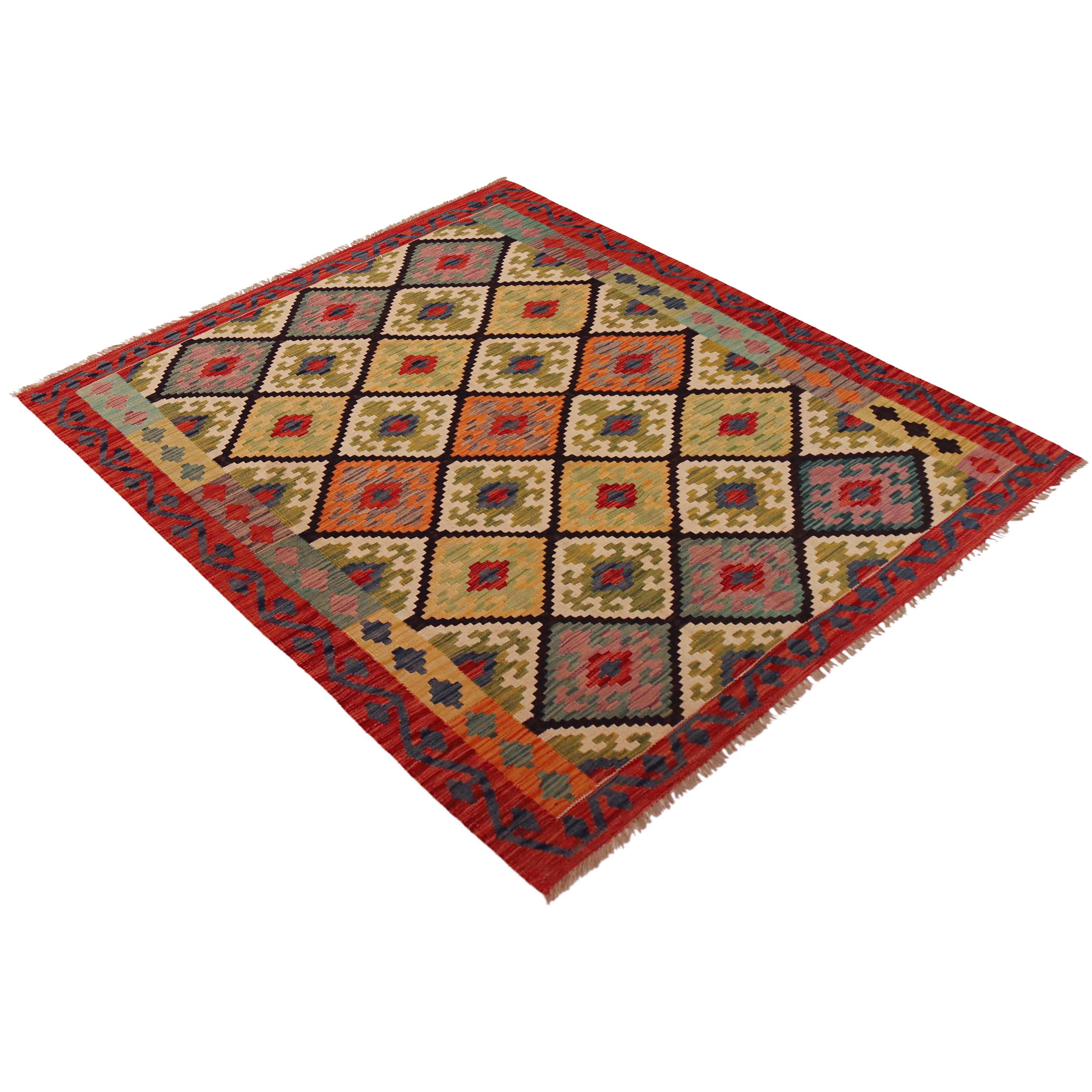 Handmade Vegetable Kilim 5' 0" x 6' 10" (ft) - No. P35854
