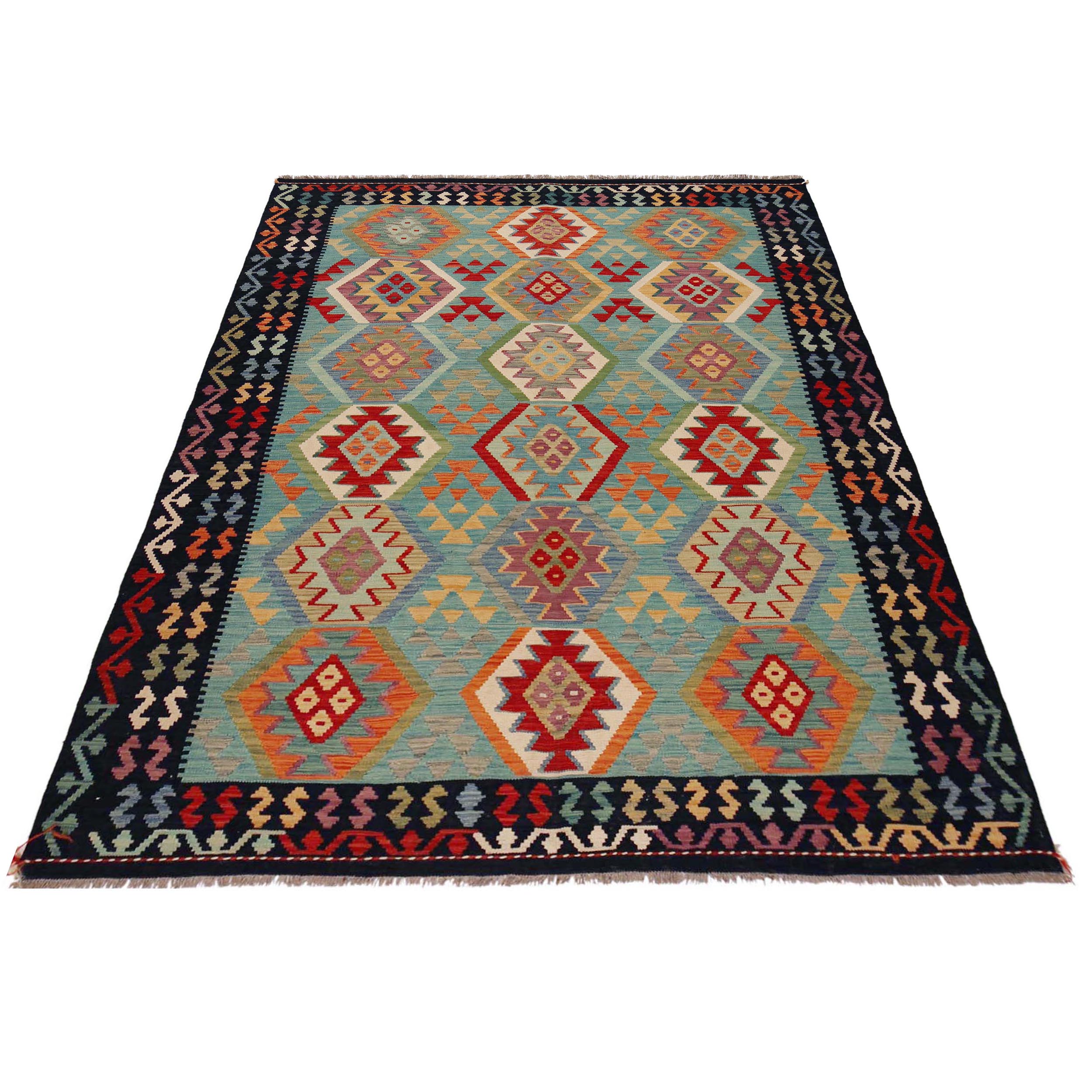 Handmade Wool Kilim Area Rug Premium Oriental 72x100in (ID P36082)