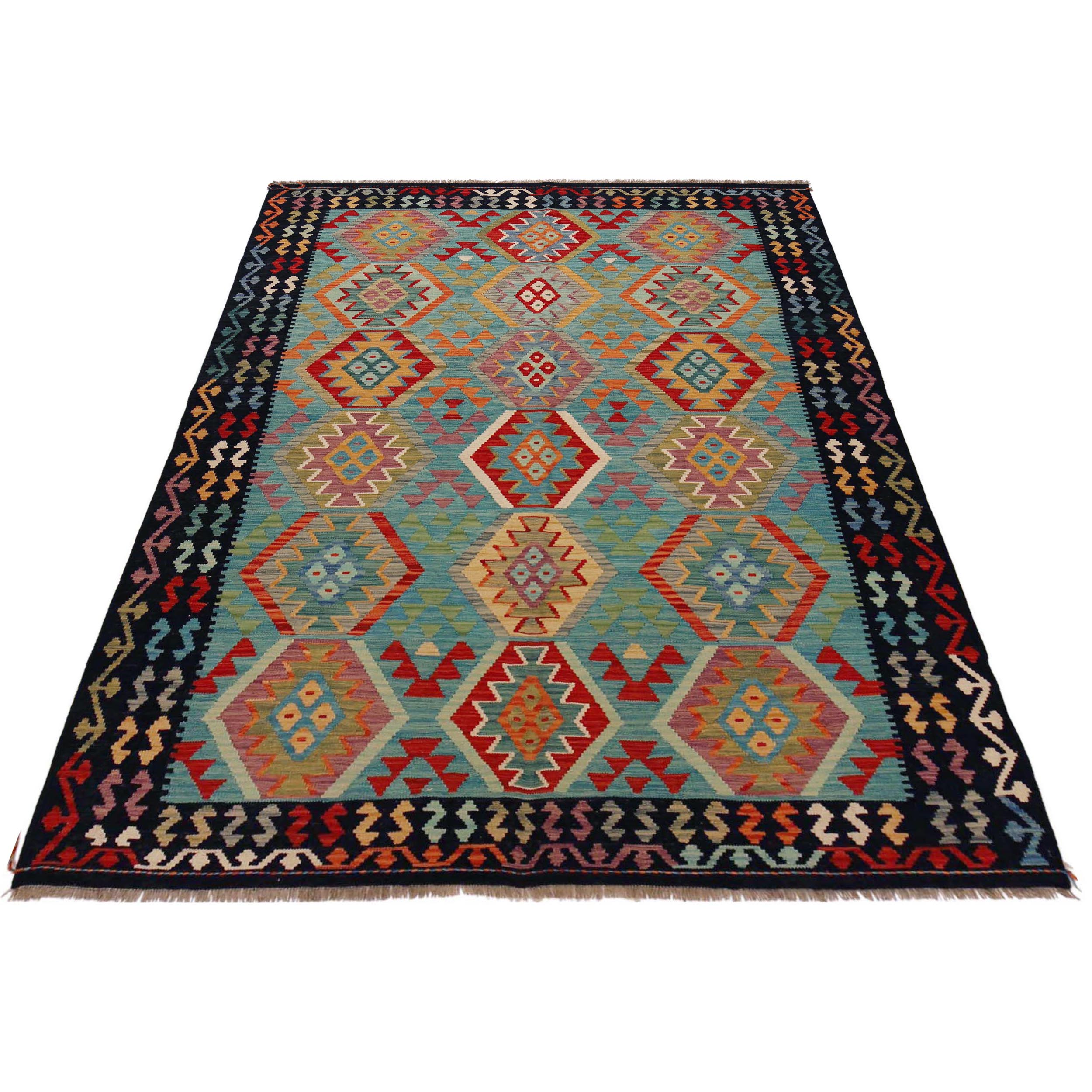 Handmade Kelim Wool Area Rug Multi-colour Premium 71.3x99.6in (ID P36084)