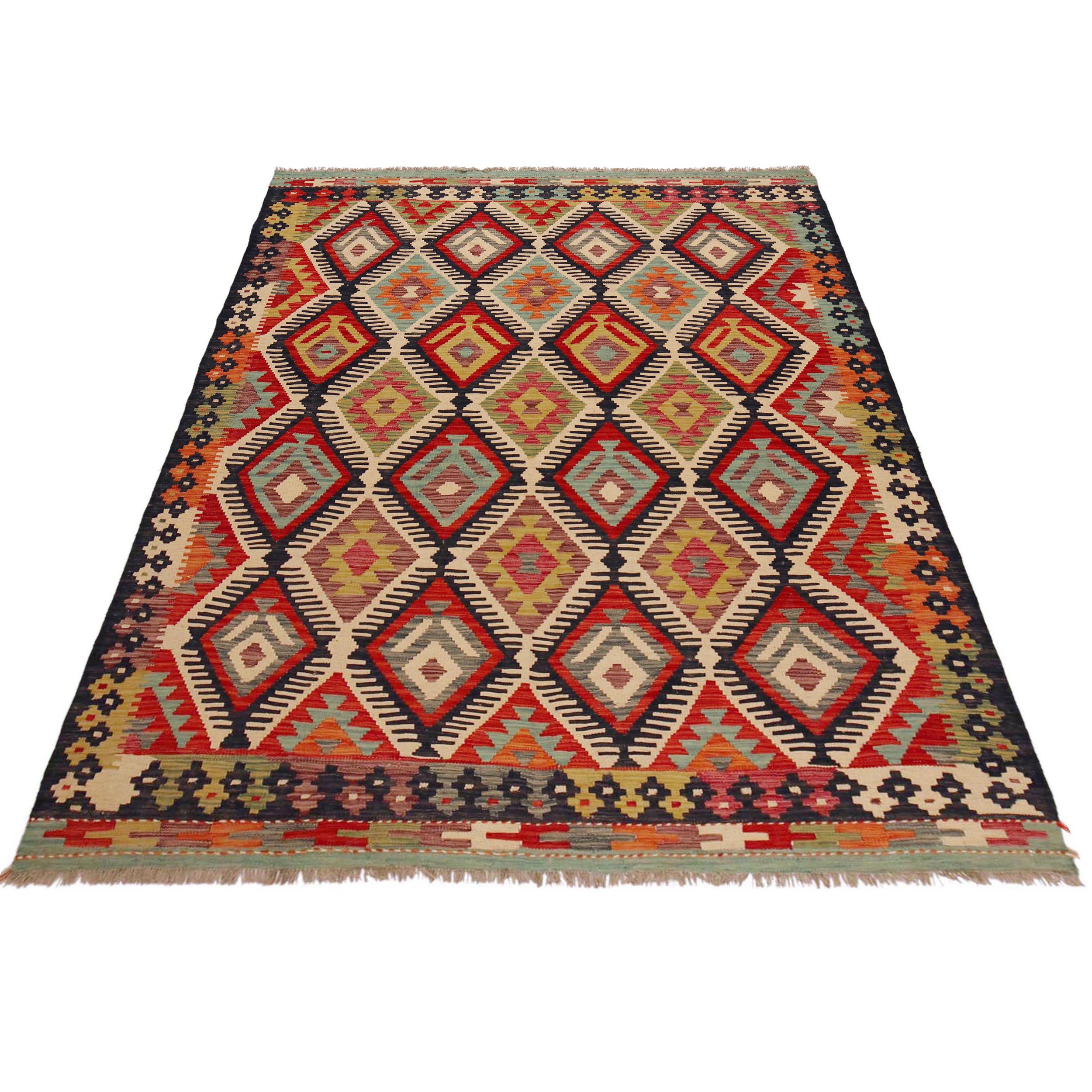 Handmade Wool Kilim Area Rug, Premium Oriental Carpet (ID P36085)