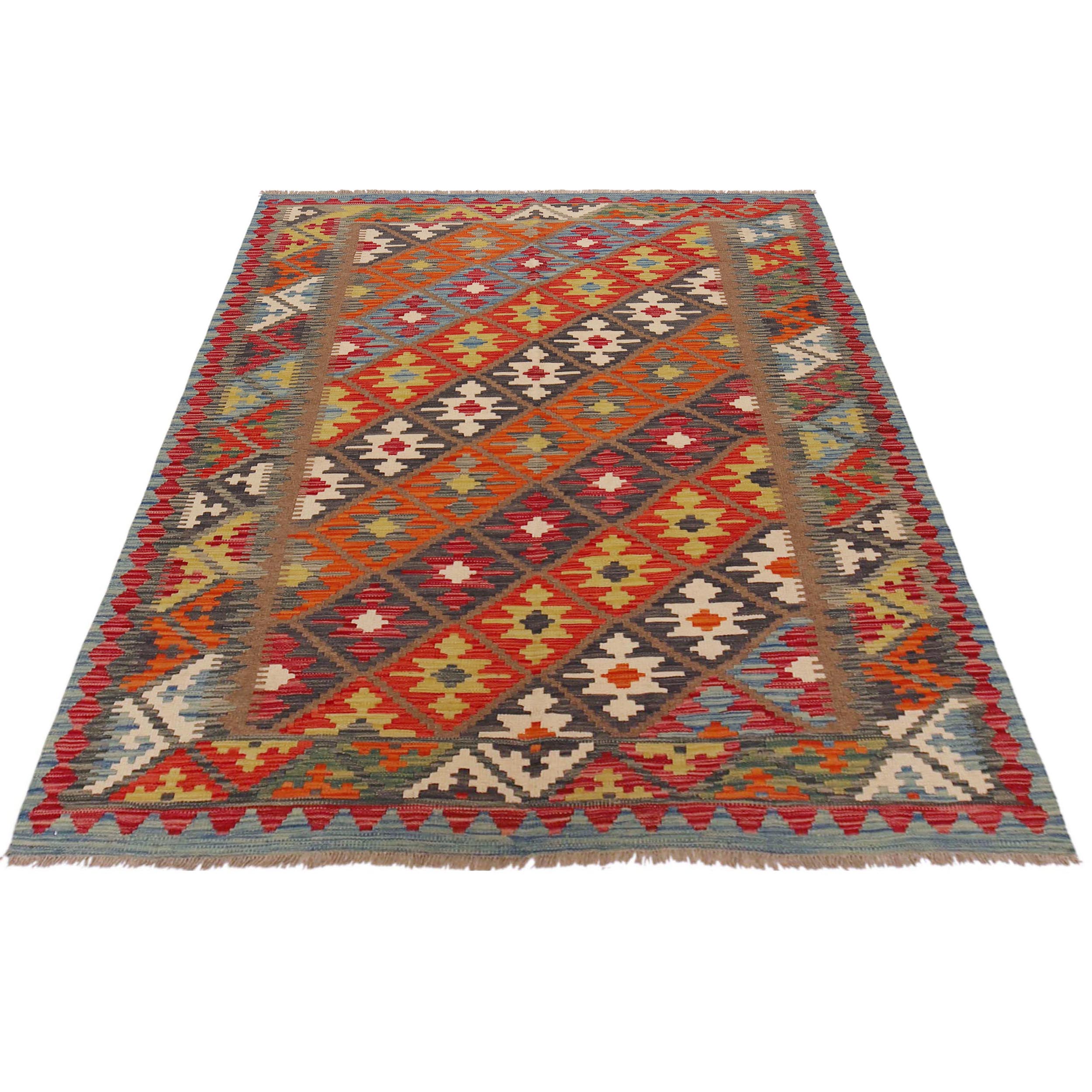 Handmade Wool Kilim Oriental Area Rug 158x203 cm (ID P36098)