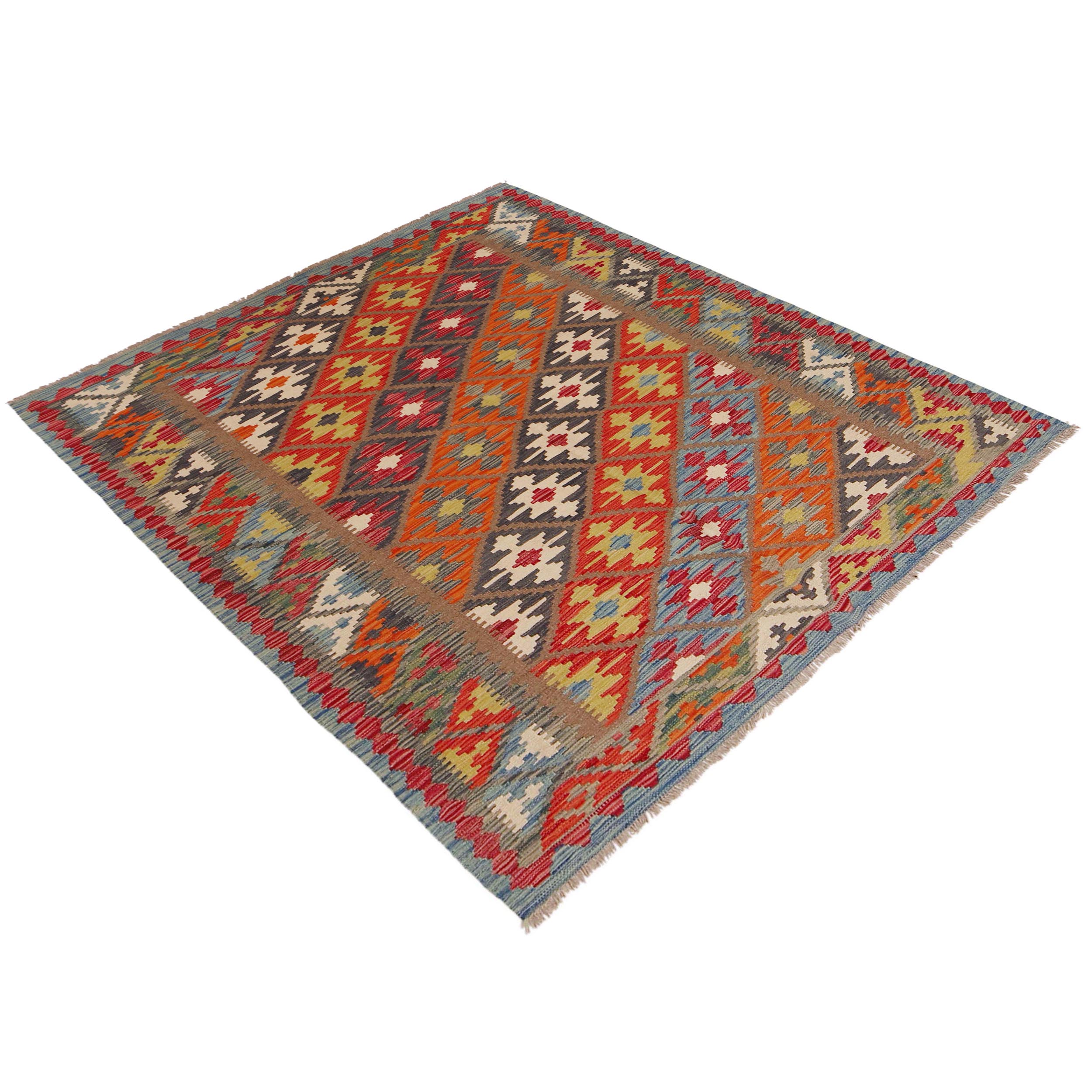 Handmade Wool Kilim Oriental Area Rug 158x203 cm (ID P36098)