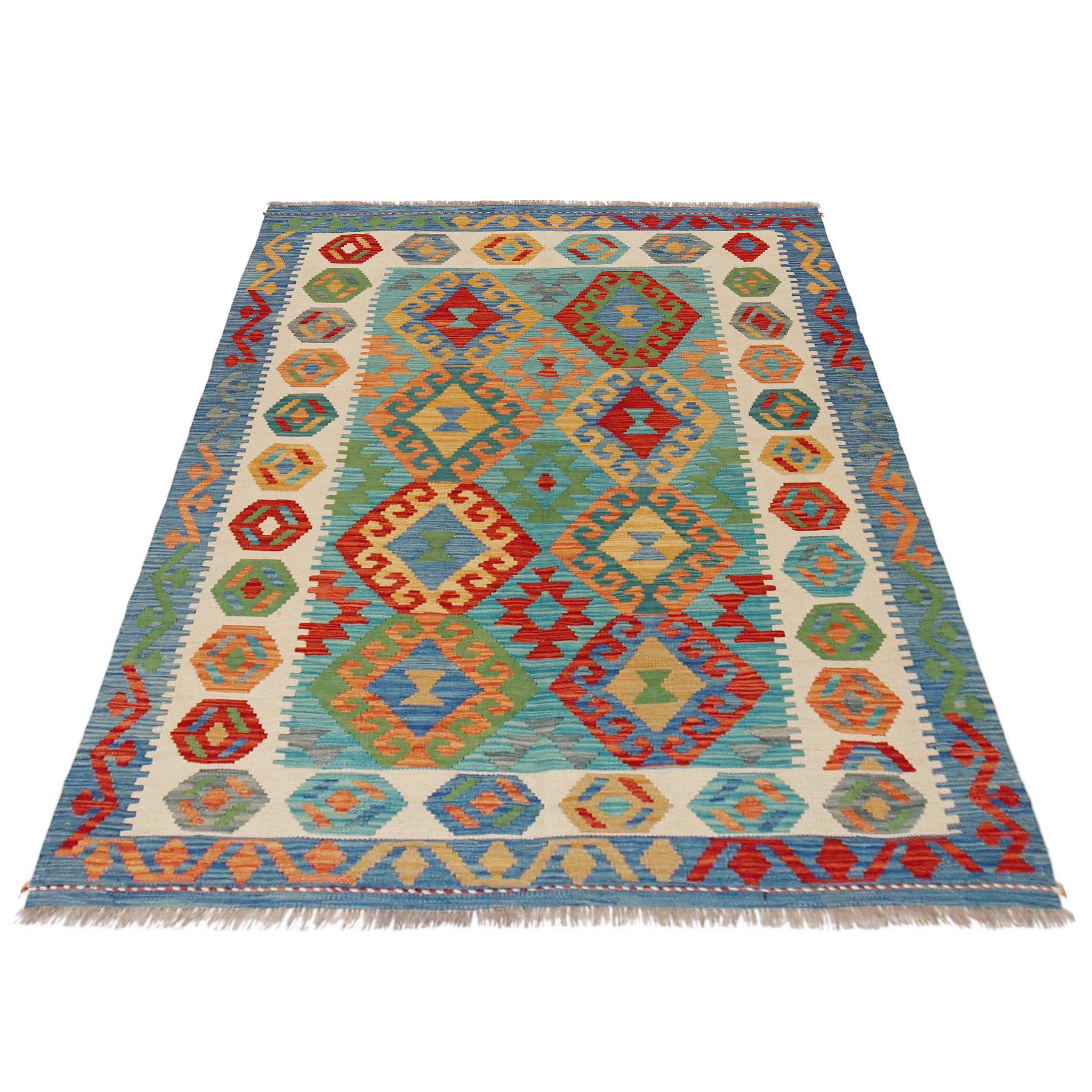 Handmade Wool Area Rug 126 x 179 cm (ID P36116)