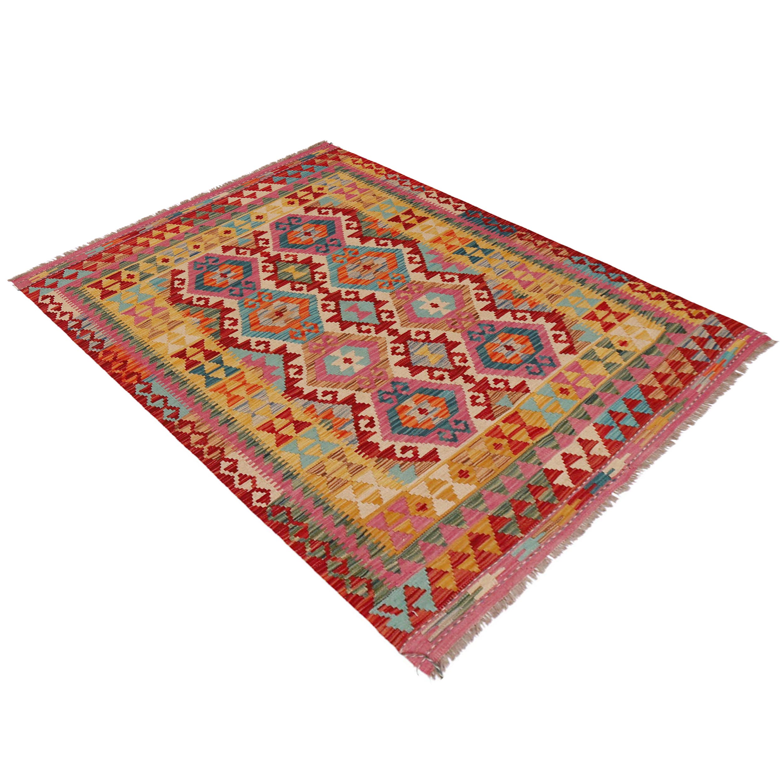 Handmade Wool Kilim Rug 124 x 188 cm (ID P36120)