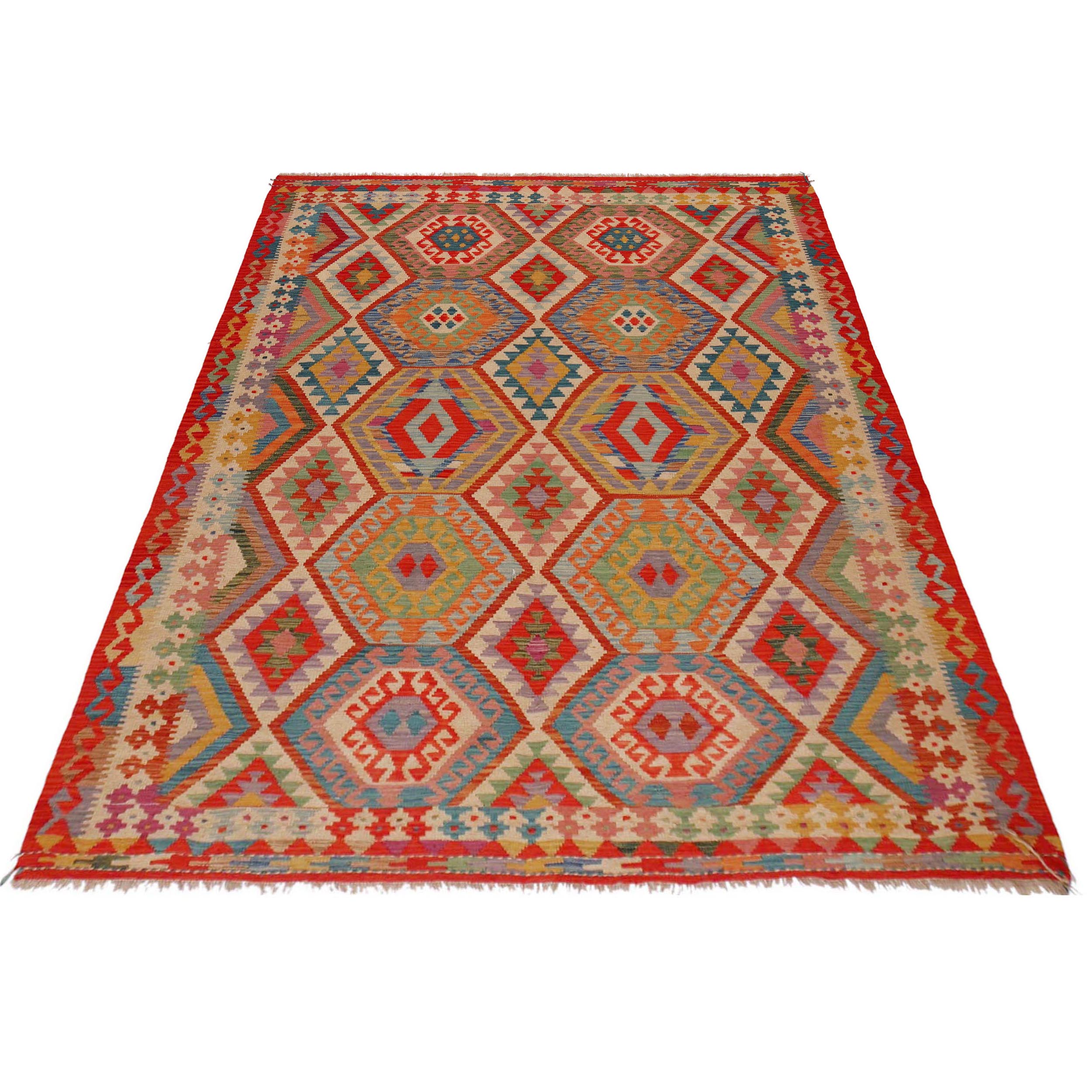 Handmade Kilim Wool Area Rug 183x254cm (ID P36138)