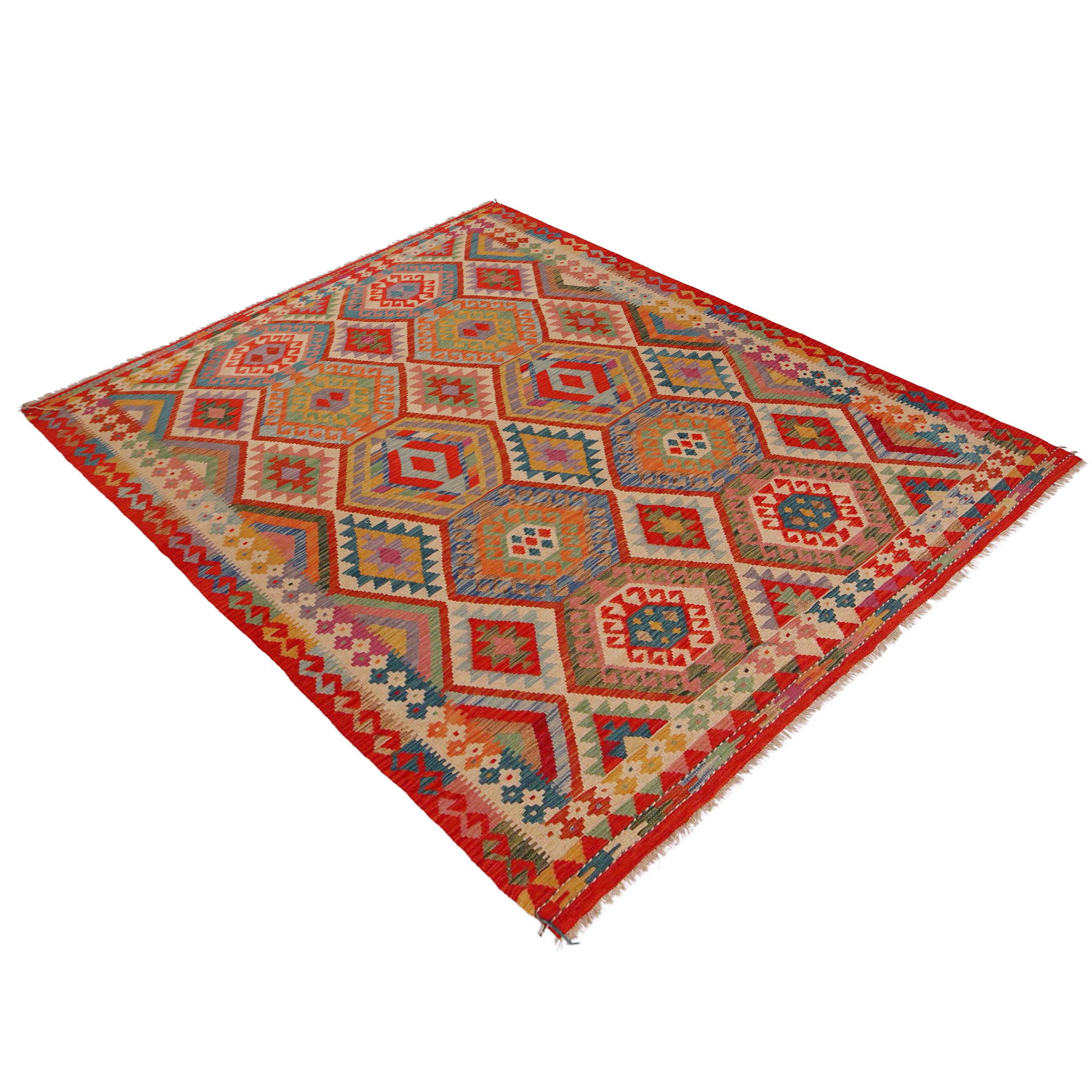 Handmade Kilim Wool Area Rug 183x254cm (ID P36138)