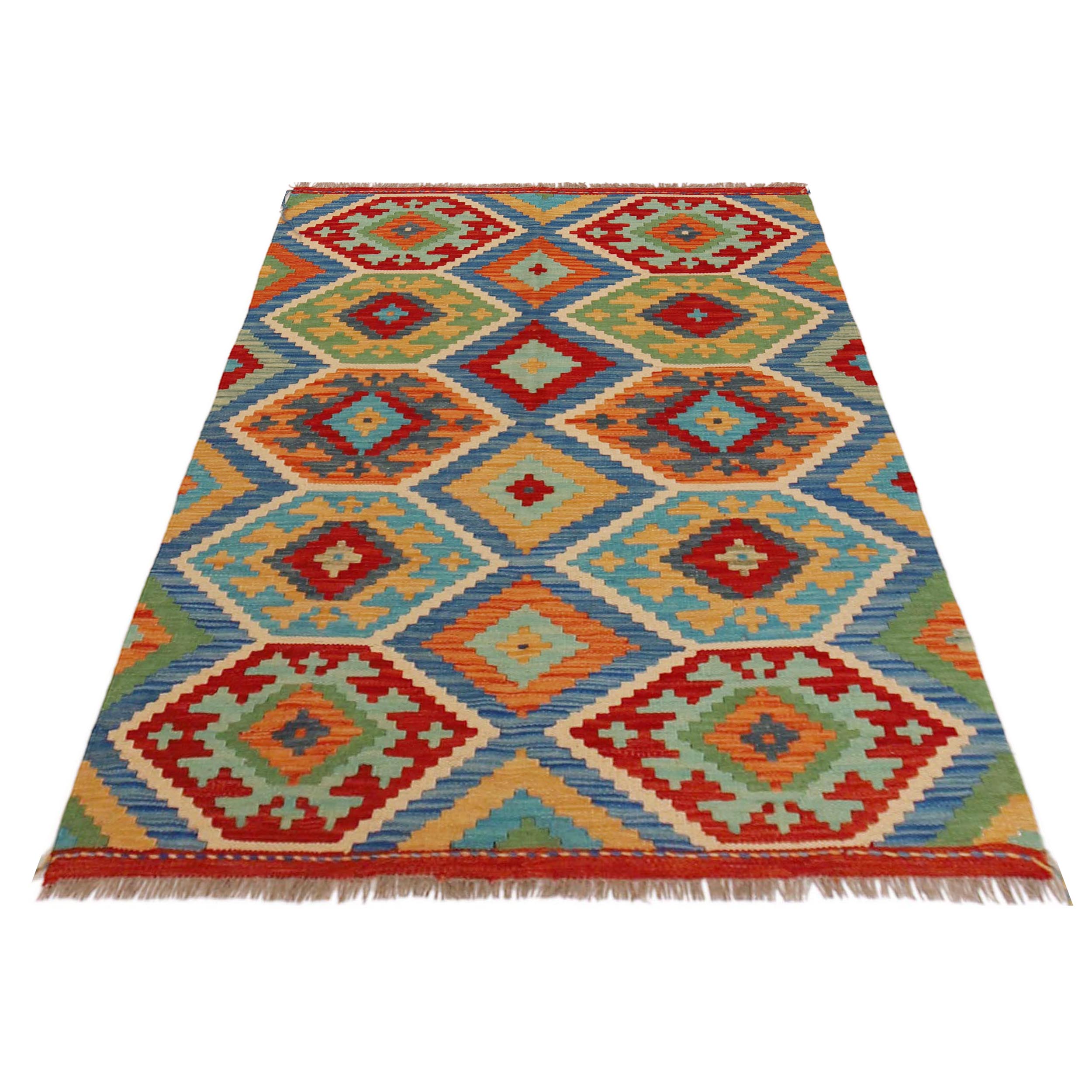 Handmade Kelim Wool Carpet 101 x 144 (cm) (ID P36141)