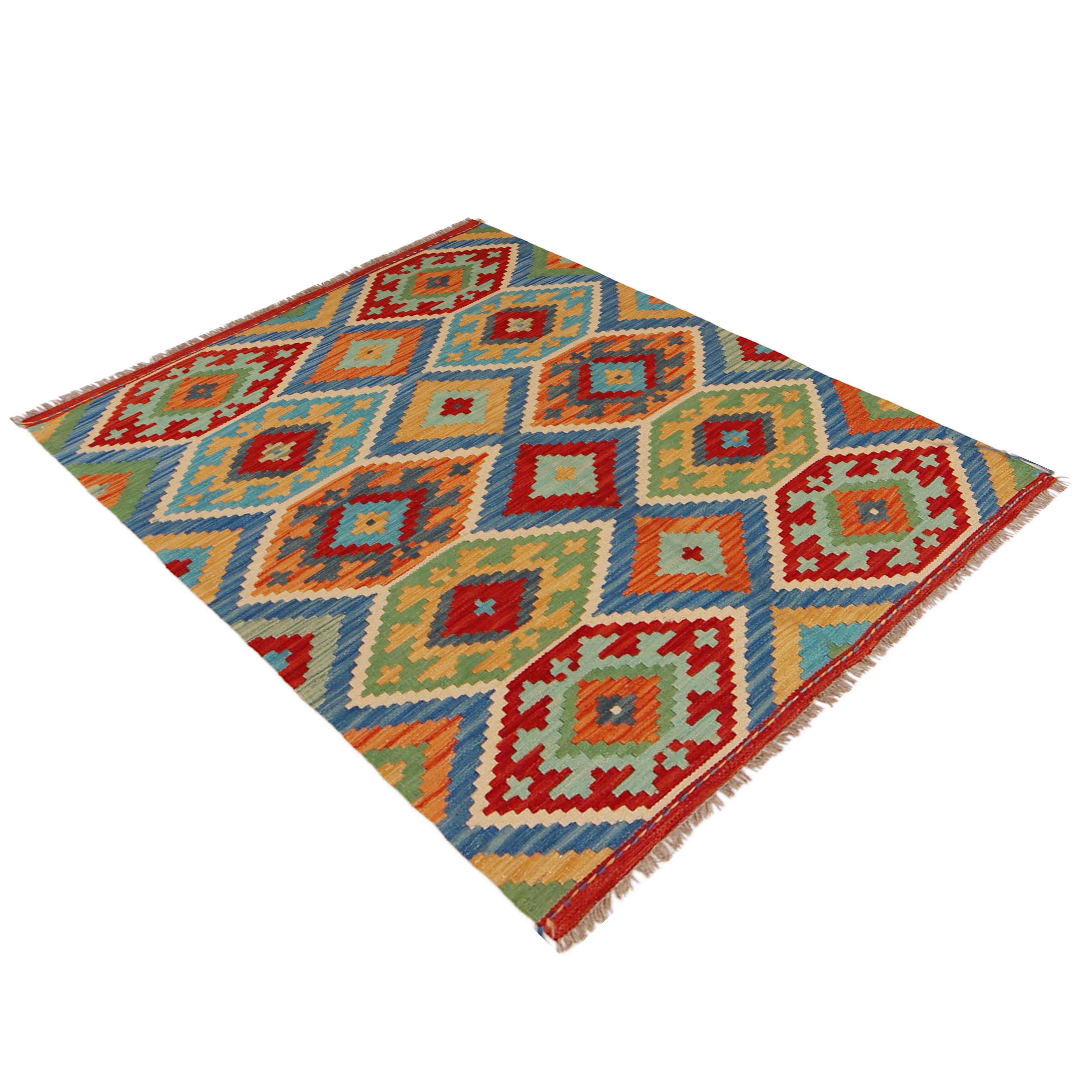 Handmade Kelim Wool Carpet 101 x 144 (cm) (ID P36141)