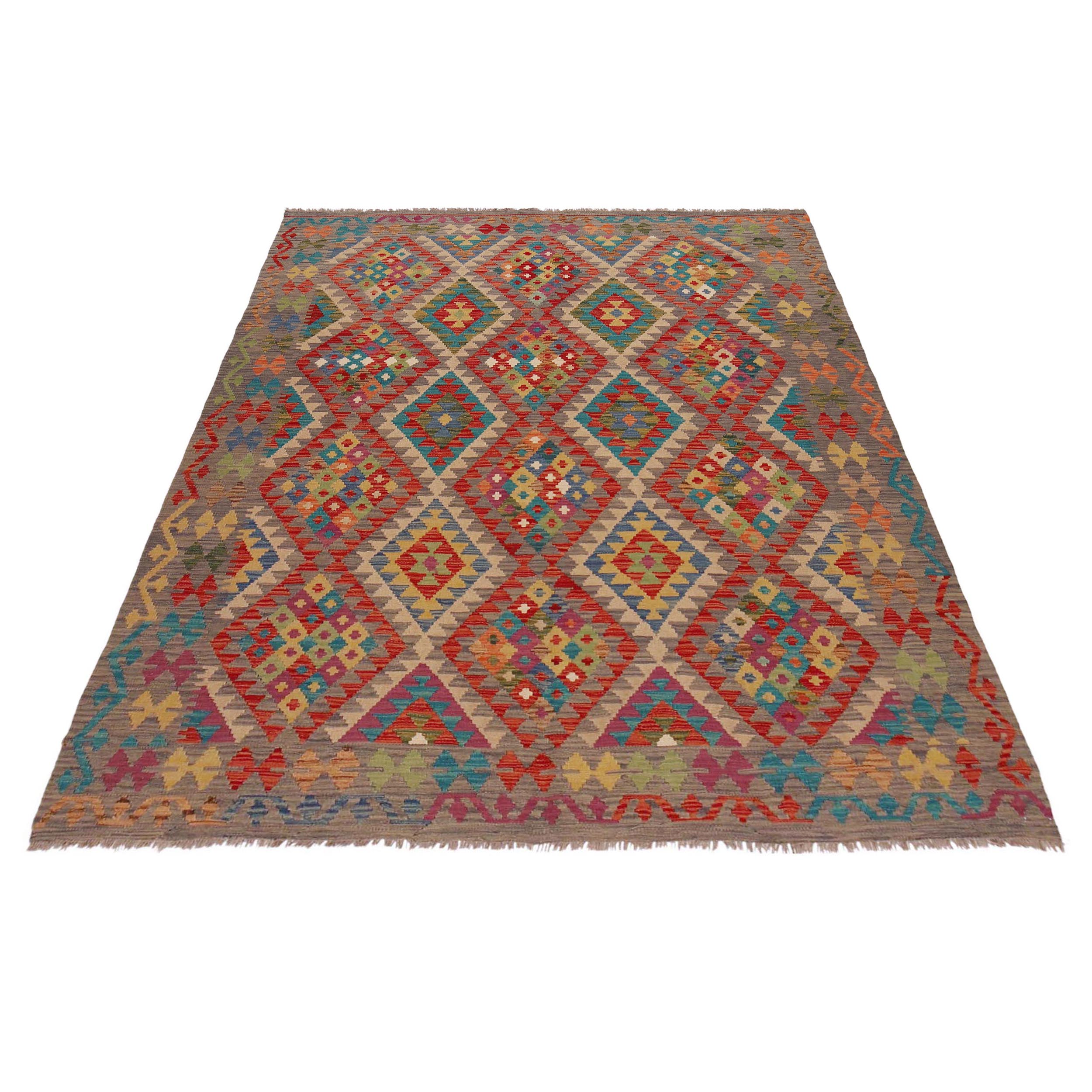 Handmade Wool Kilim Area Rug 75x96 in (ID P36150)