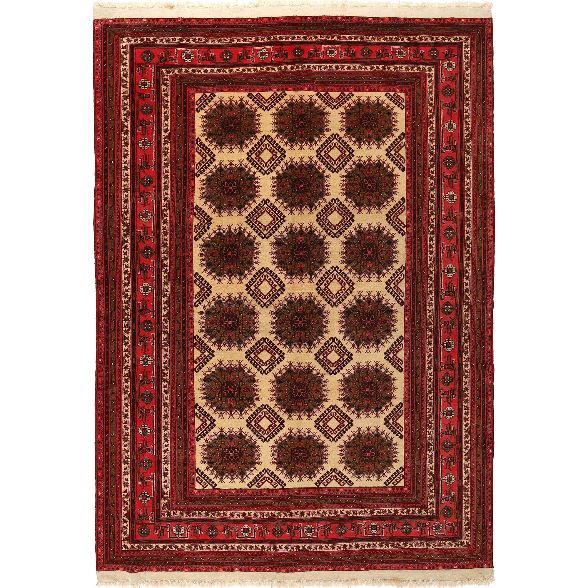 Handmade Wool Bokhara Area Rug Beige 81x115in (ID R21452)