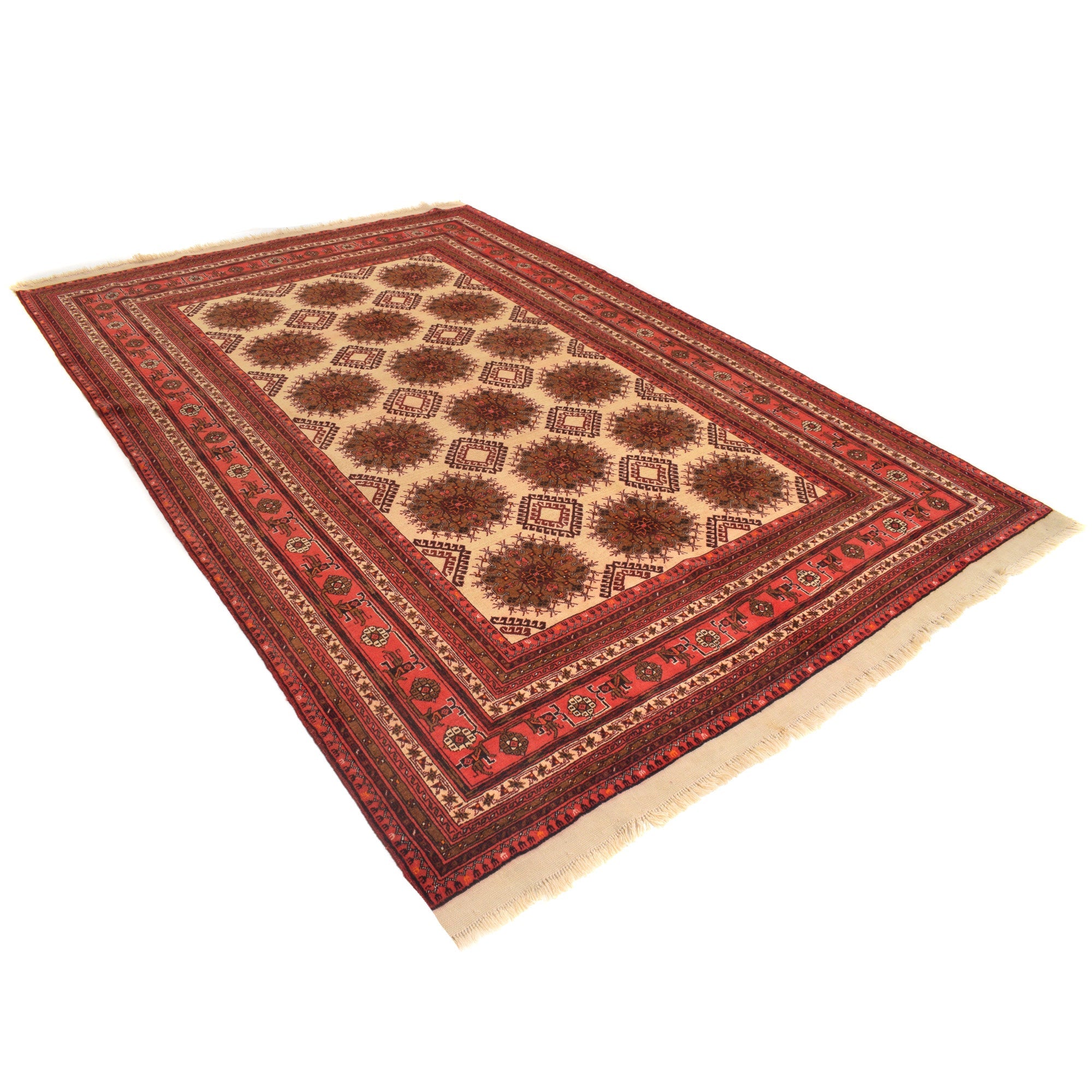 Handmade Wool Bokhara Area Rug Beige 81x115in (ID R21452)