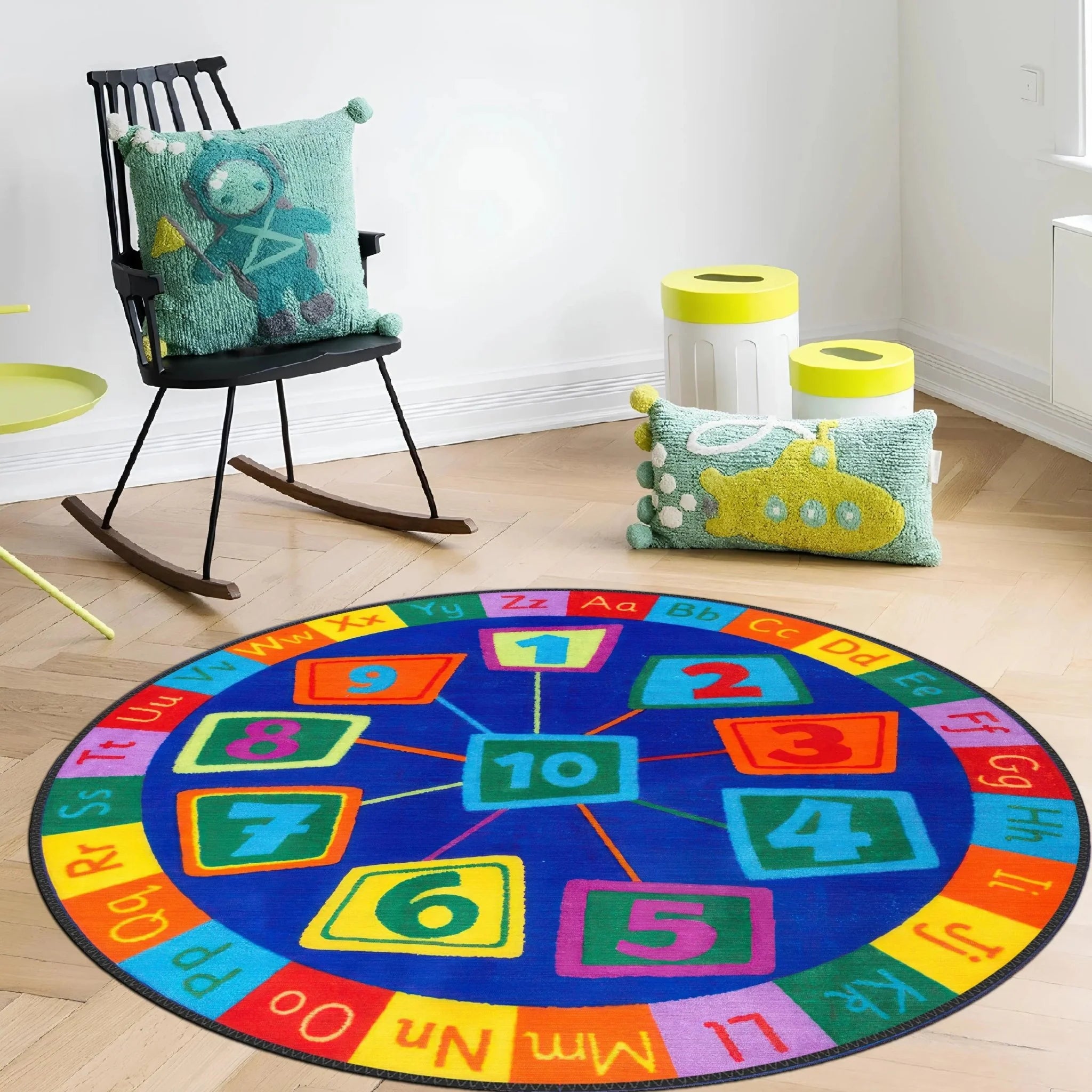Round Educational Kids Rug - Aladdinrugs