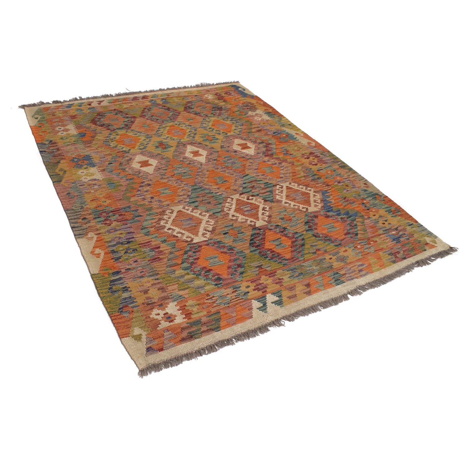 Handmade Natural Wool Kilim Rug 152 × 195 cm – No. W16856