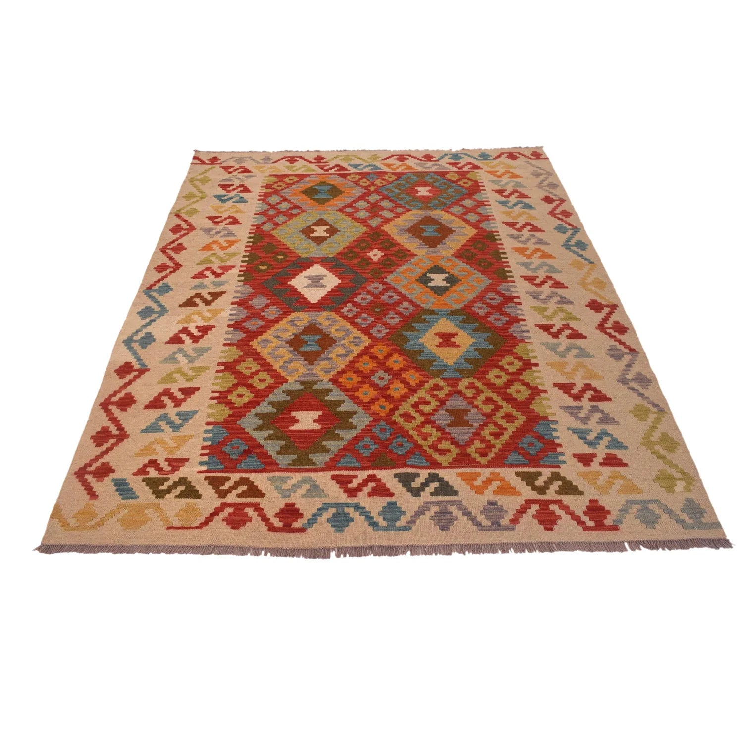 Handmade Natural Wool Kilim Rug 155 × 195 cm – No. W34841