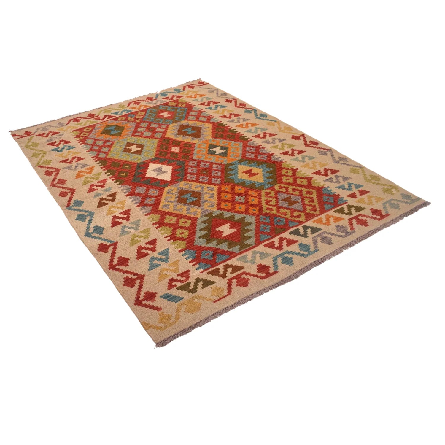 Handmade Natural Wool Kilim Rug 155 × 195 cm – No. W34841