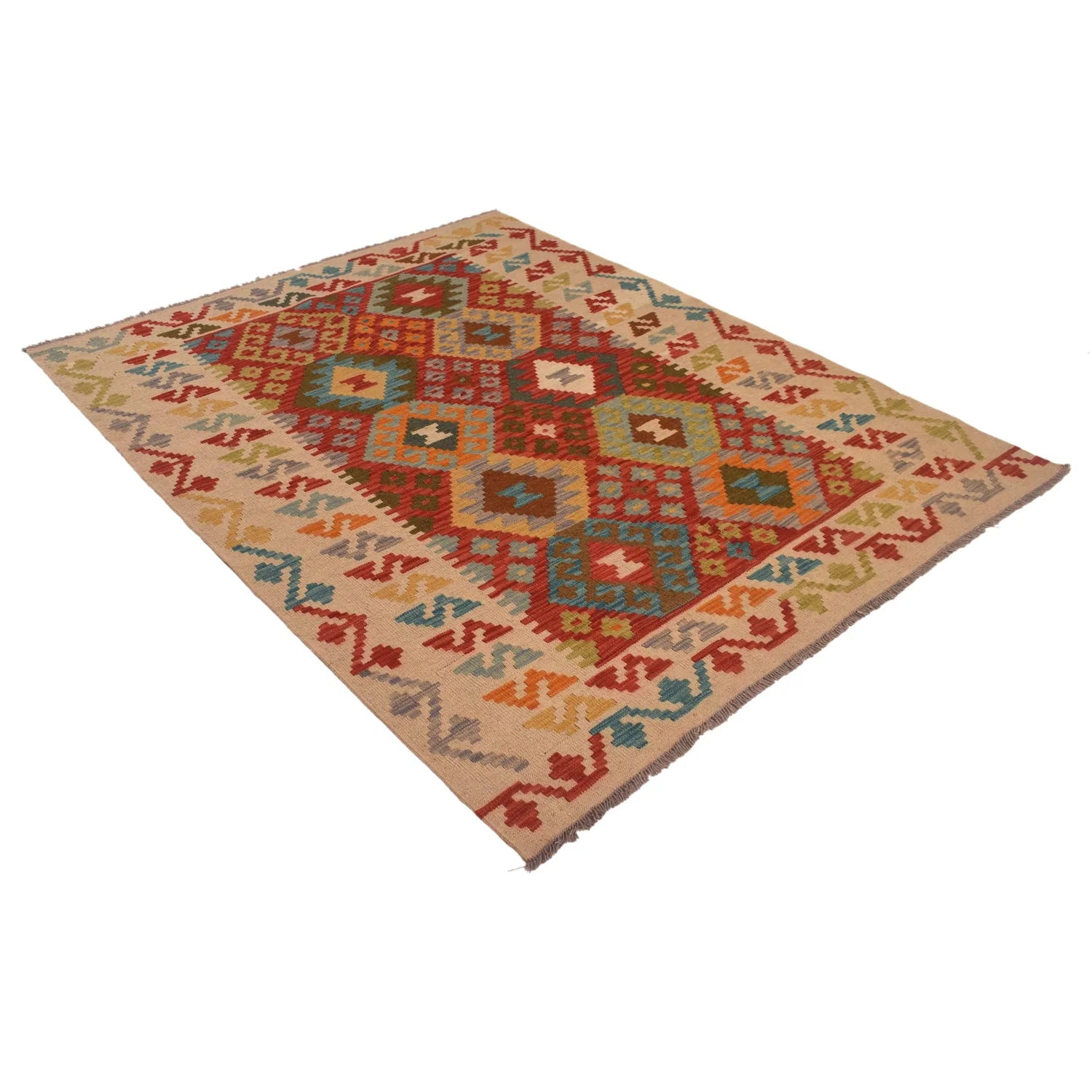 Handmade Natural Wool Kilim Rug 155 × 195 cm – No. W34841