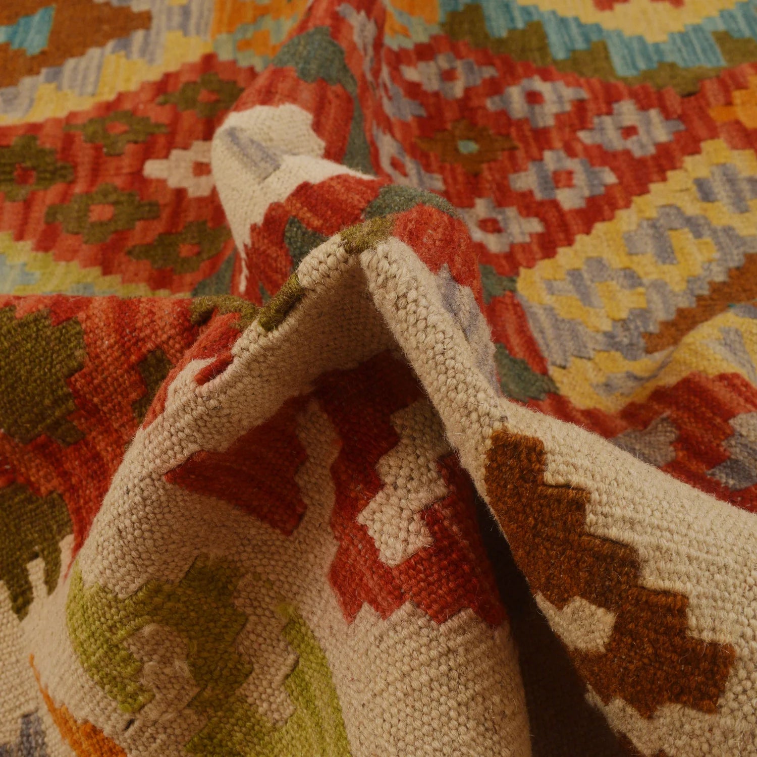 Handmade Natural Wool Kilim Rug 155 × 195 cm – No. W34841