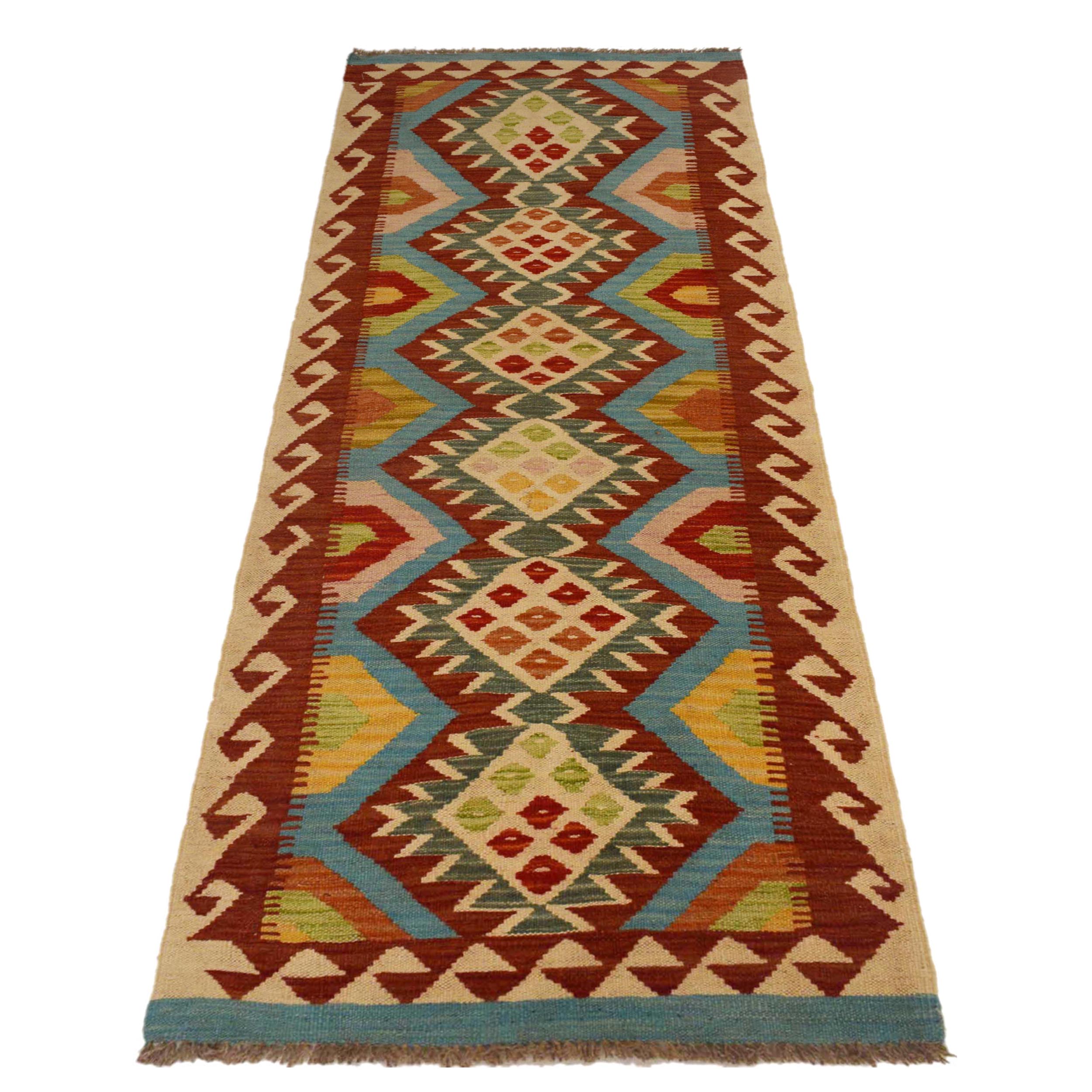 Vegetable Kelim Runner Wool Flatweave Rug W35527 24.8x75.6