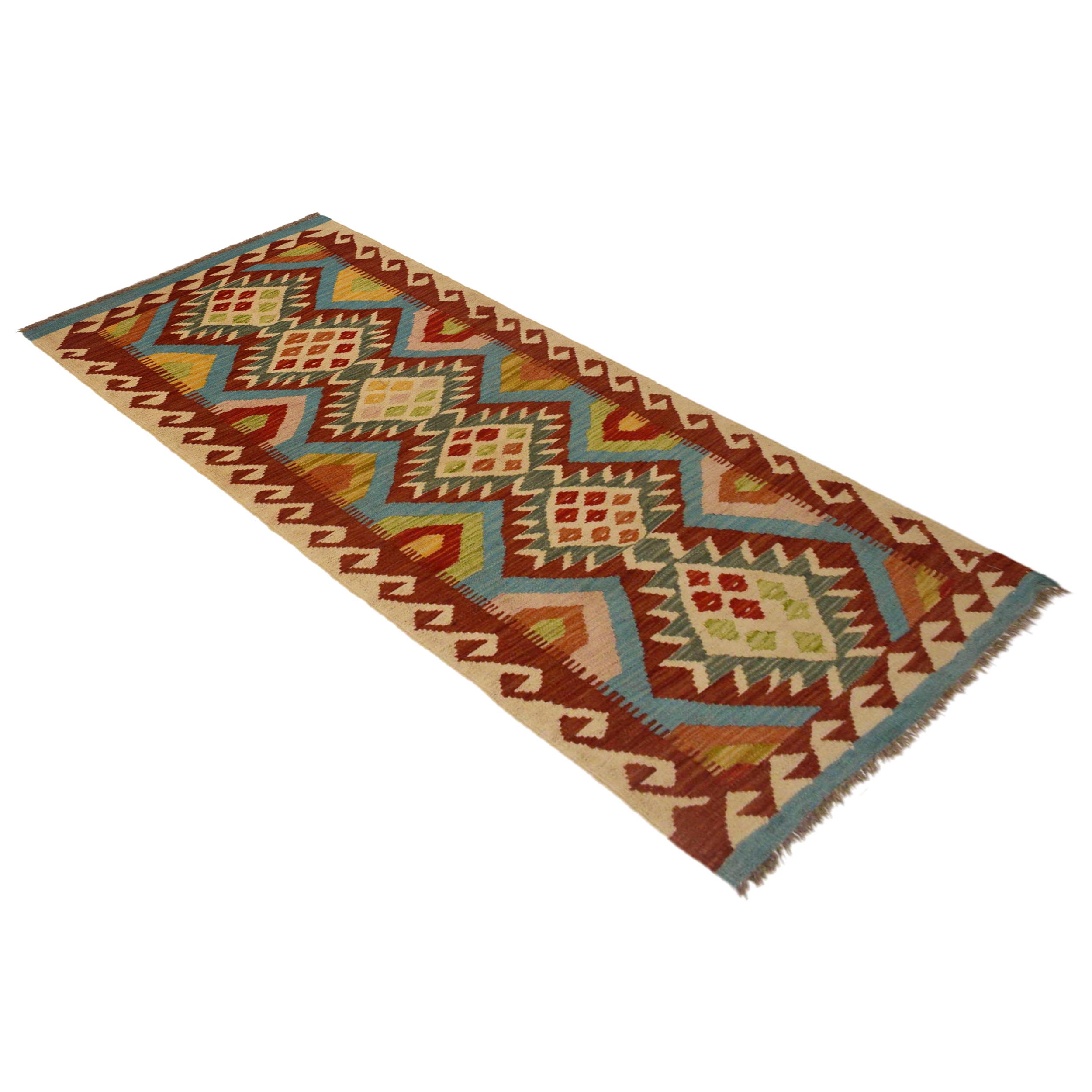 Vegetable Kelim Runner Wool Flatweave Rug W35527 24.8x75.6