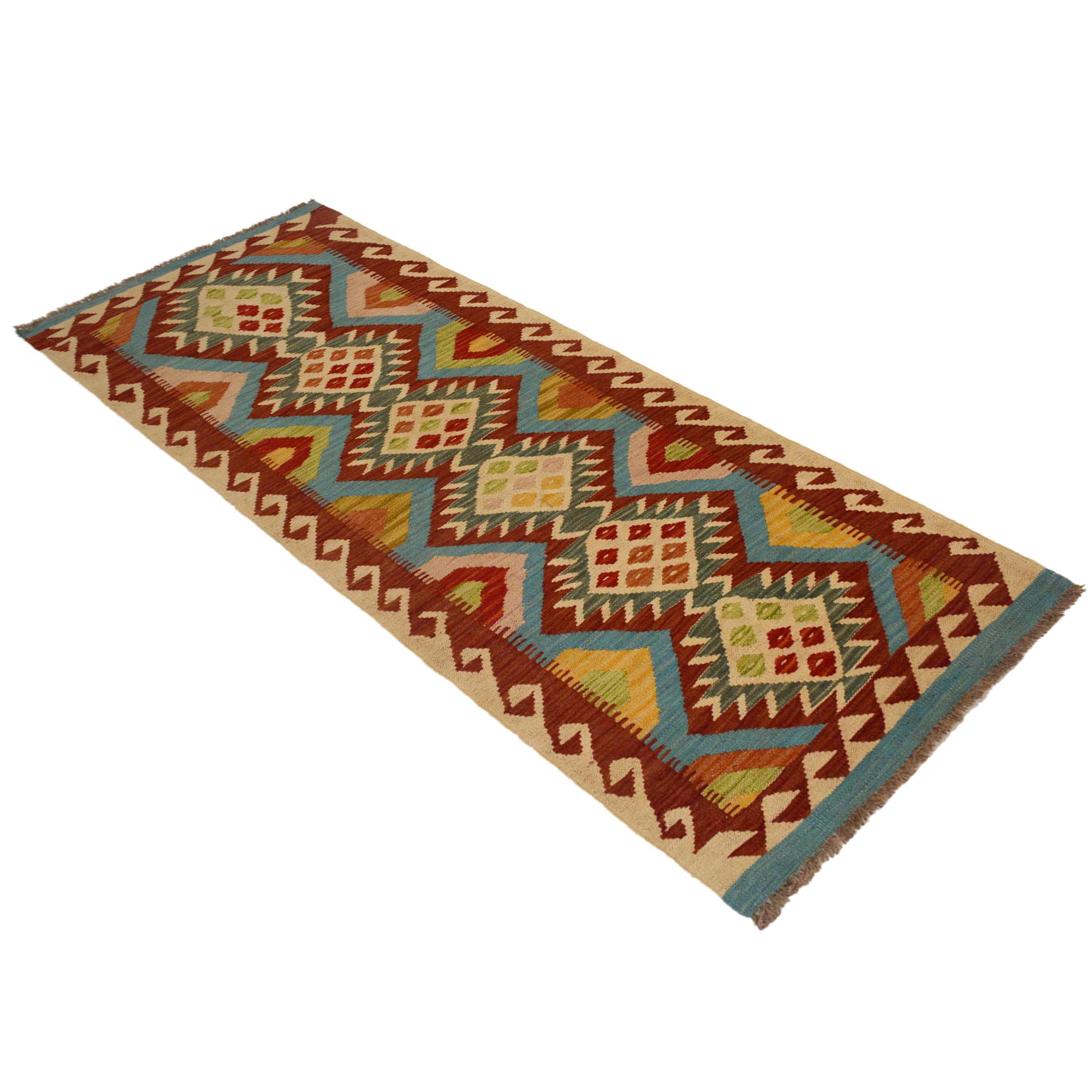 Vegetable Kelim Runner Wool Flatweave Rug W35527 24.8x75.6