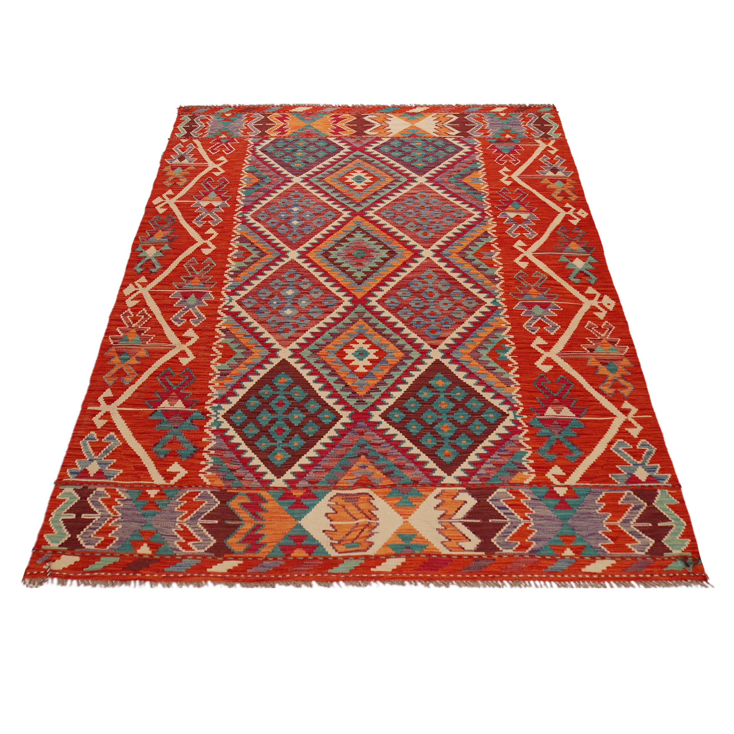 Handmade Vegetable Kelim 6' 0" x 8' 5" (ft) - No. W35934