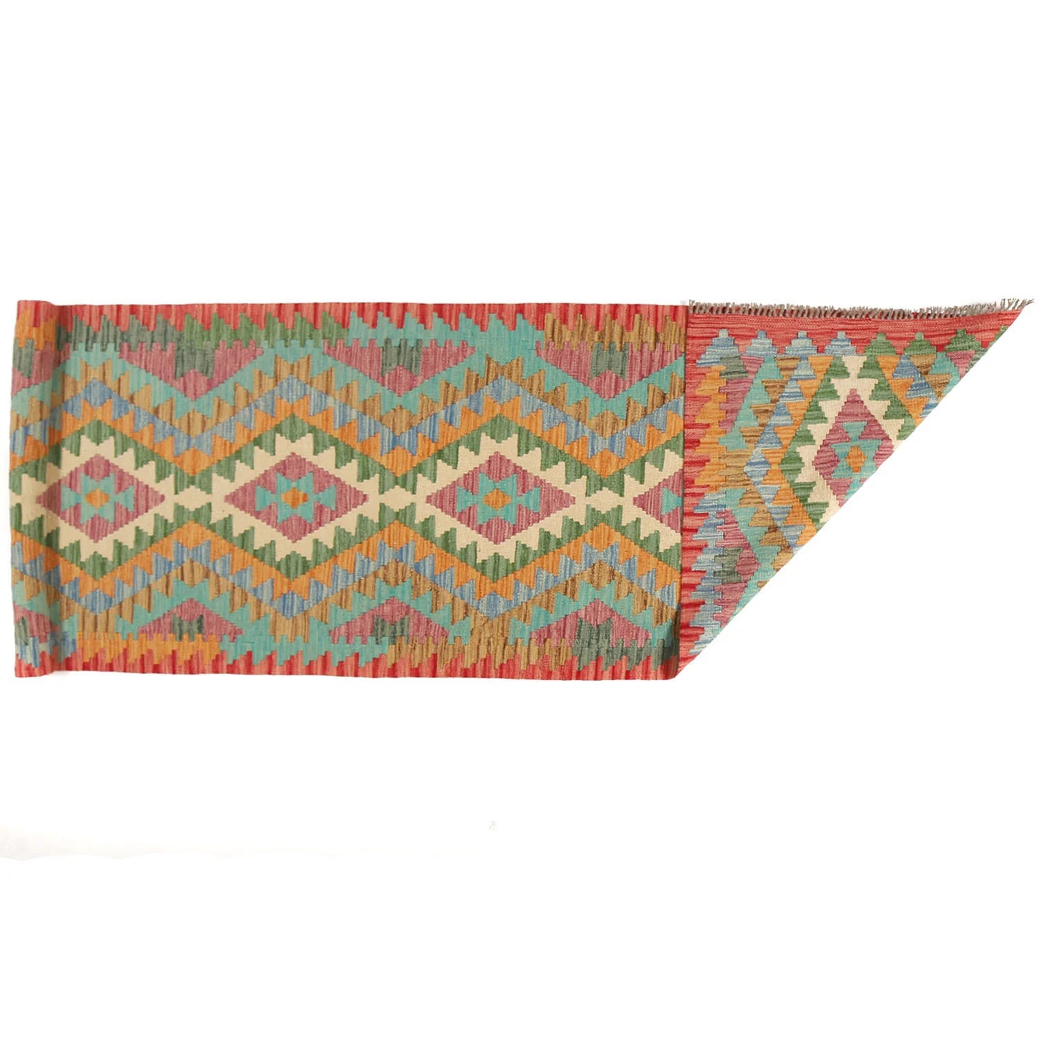 Handmade Natural Wool Kilim Runner Rug 83 ×  297 cm – No. Y14200
