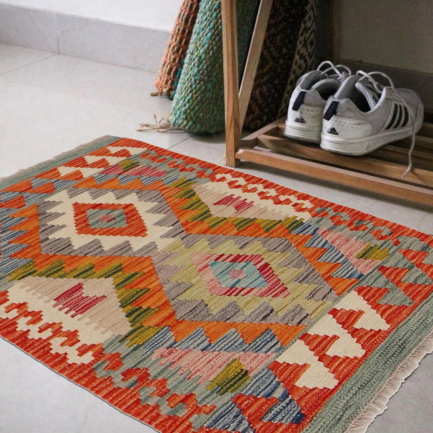 Handmade Natural Wool Kilim Rug 58 × 86 cm – No. Y31829