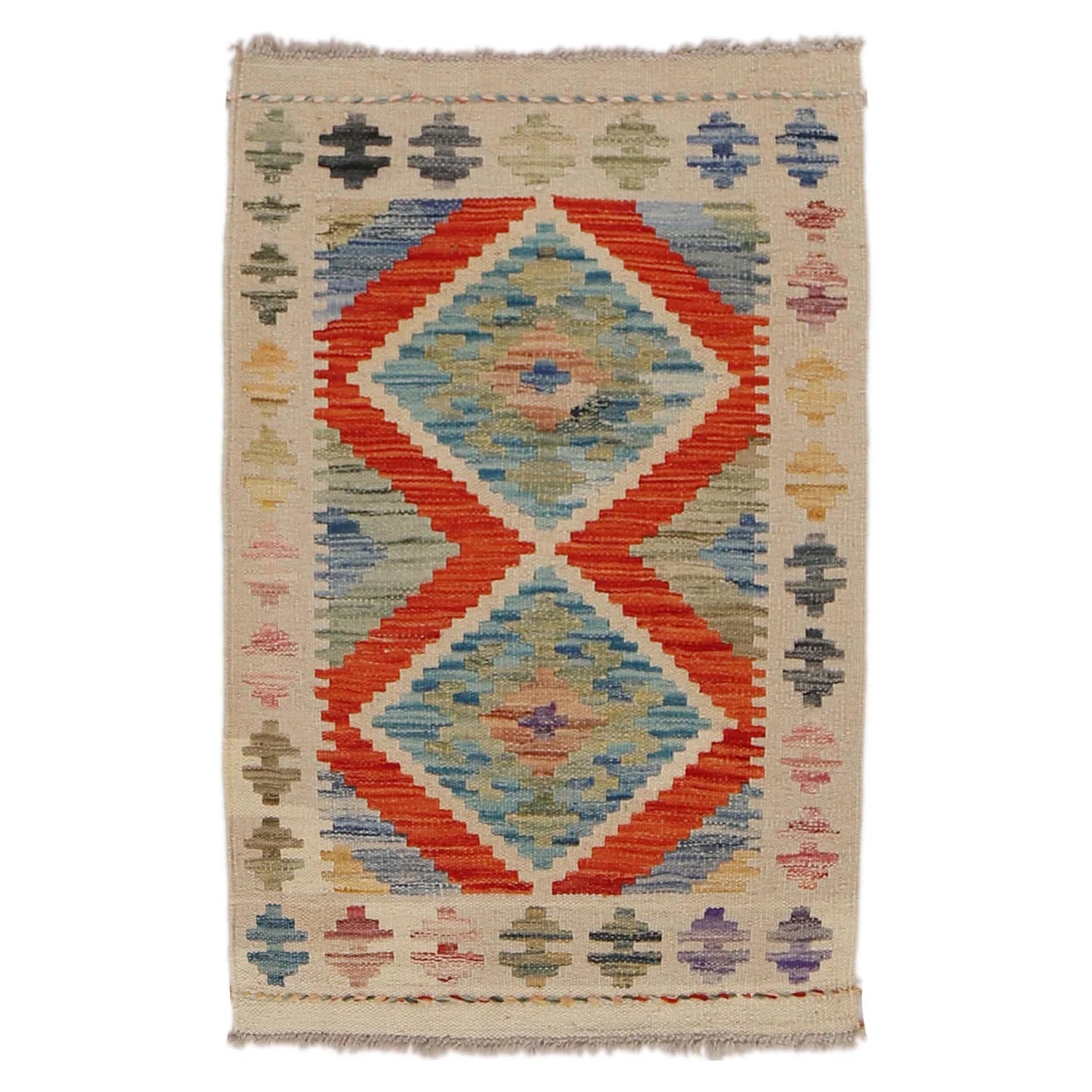 Handmade Natural Wool Kilim Rug 61 × 89 cm – No. Y31862