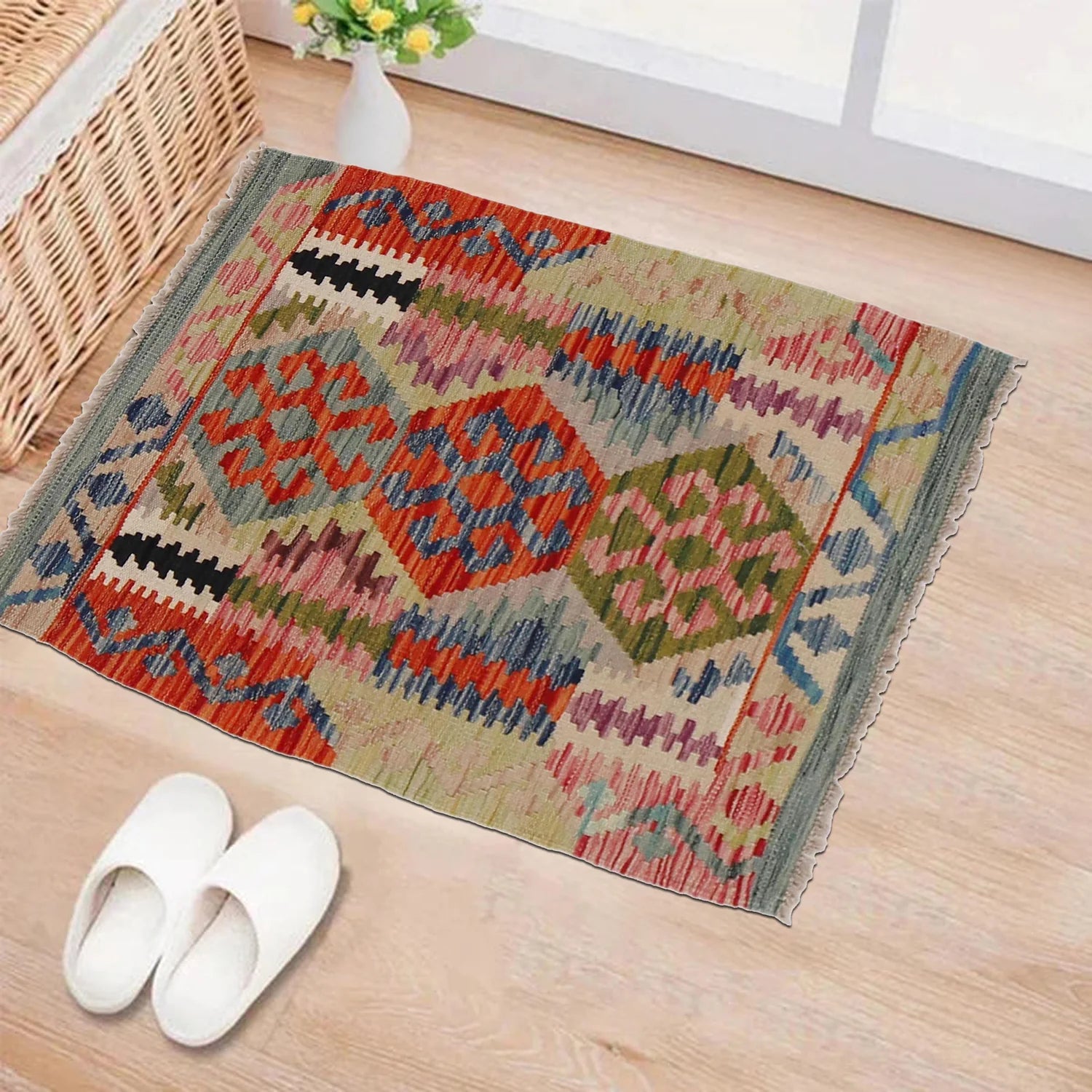 Handmade Natural Wool Kilim Rug 64 × 89 cm – No. Y31890