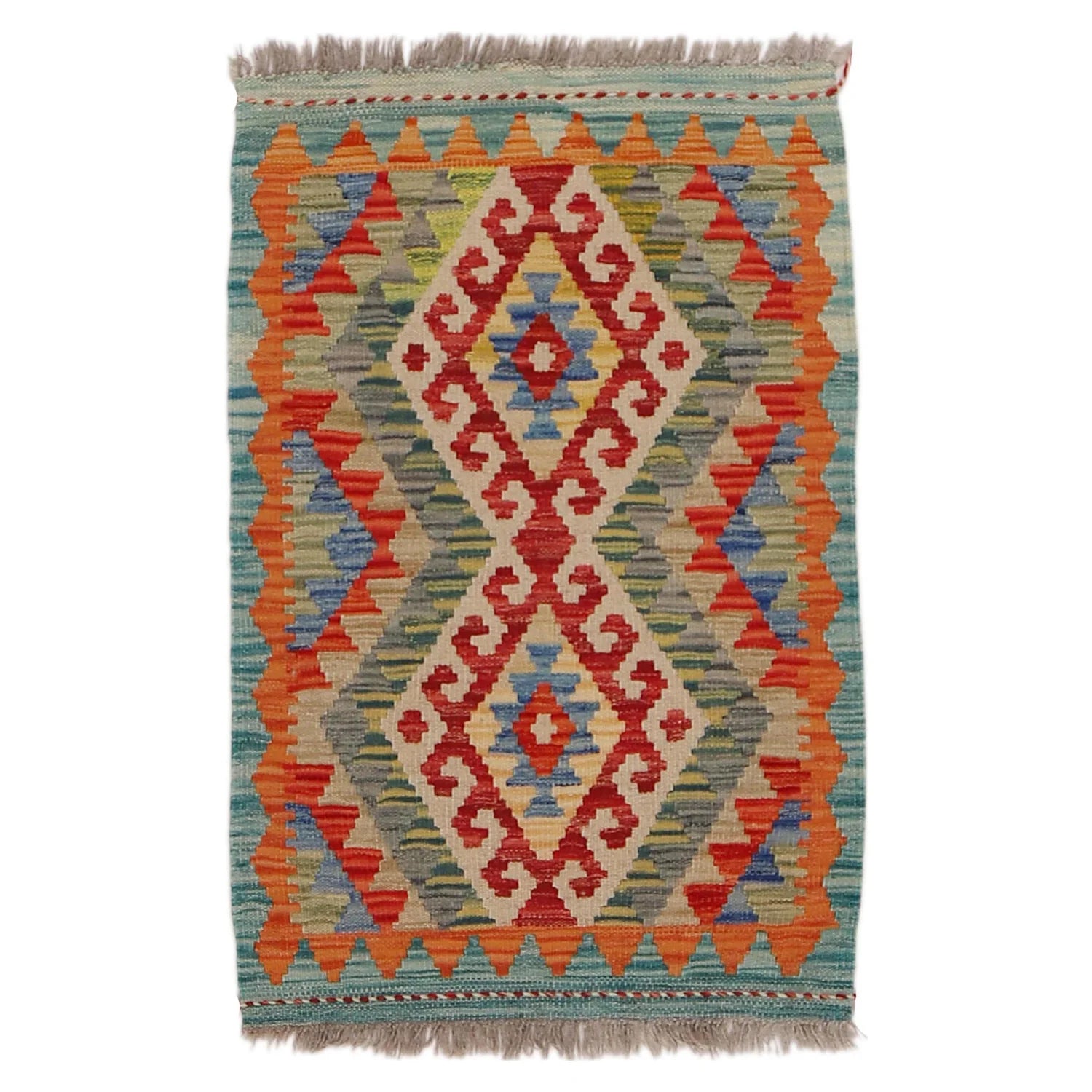 Handmade Natural Wool Kilim Rug 58 × 87 cm – No. Y31900